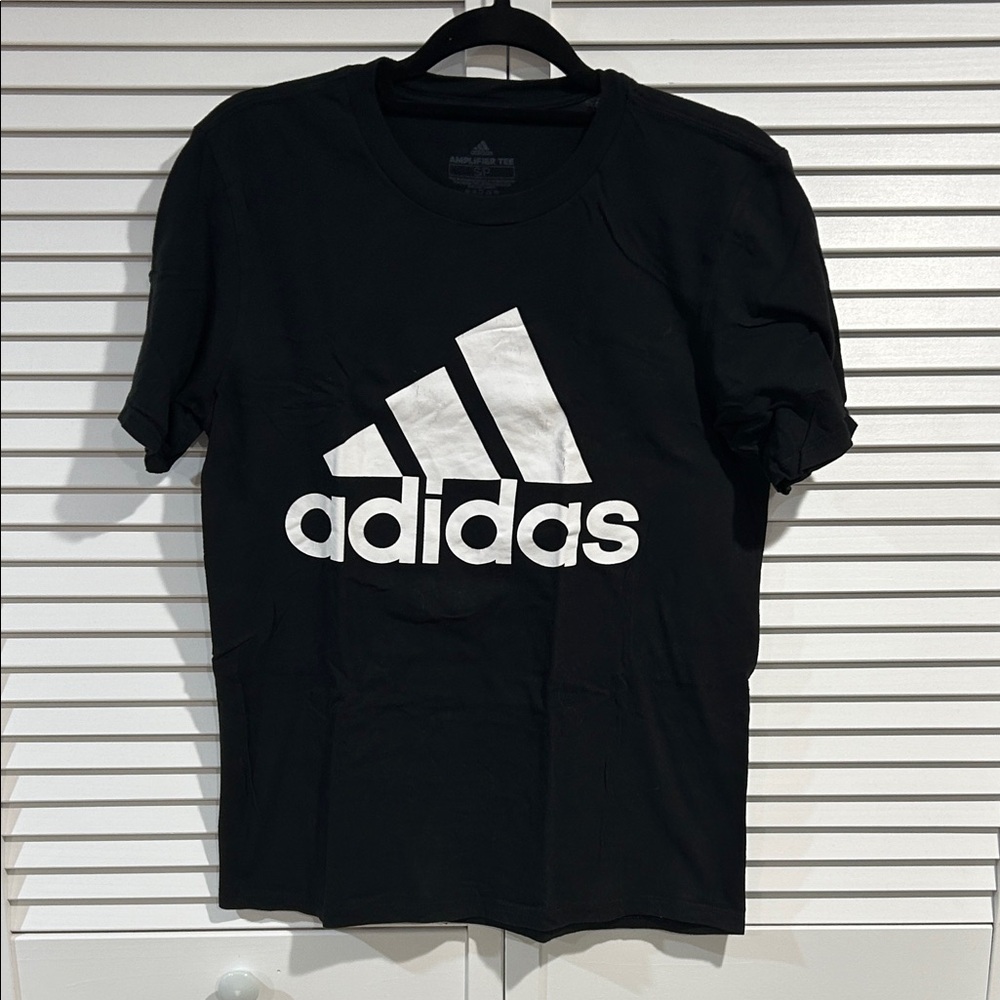 Adidas Men's Black and White Logo Tee